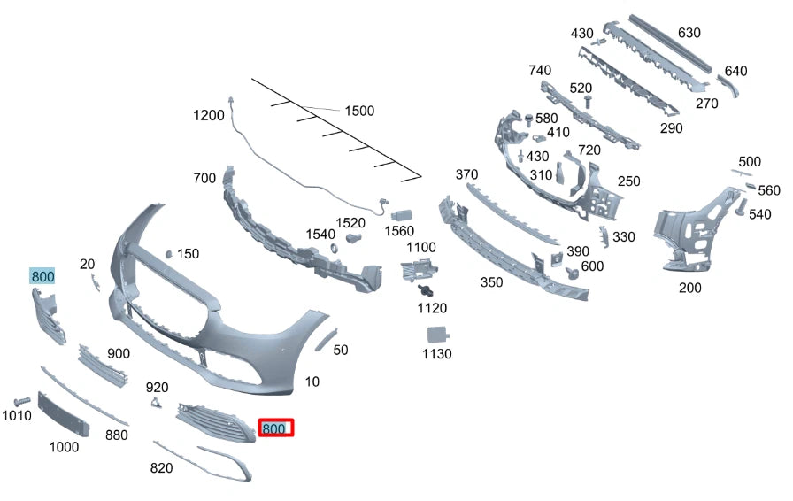 NEW MERCEDES-BENZ S W223 FRONT LEFT BUMPER GRILLE A2238855303 ORIGINAL