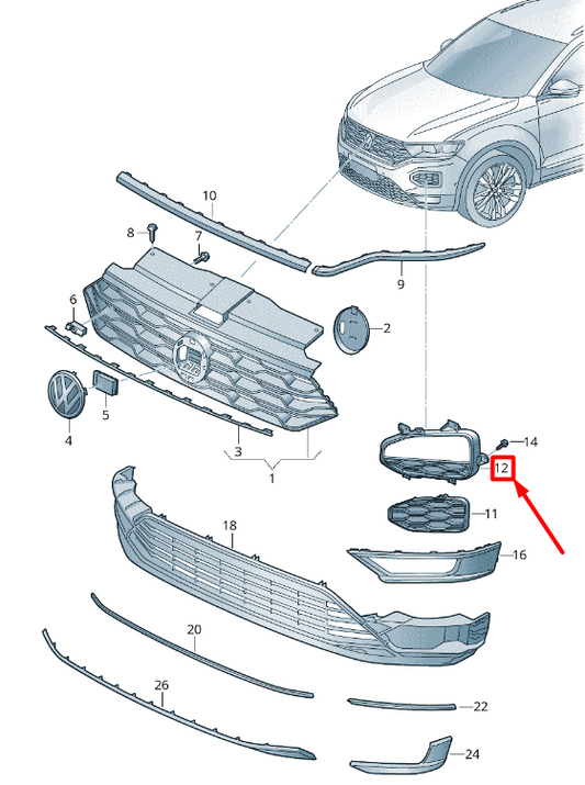 NEW VOLKSWAGEN T-ROC A11 FRONT RIGHT FOG LAMP TRIM 2GA853212F9B9 ORIGINAL