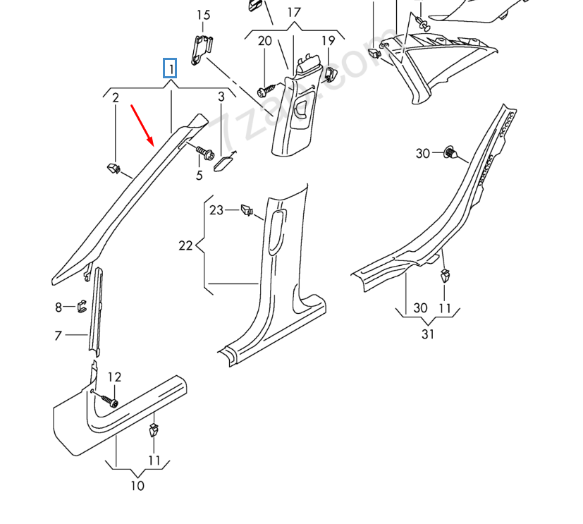 new audi a4 b8 left side upper a pillar trim 8k0867233v39 original