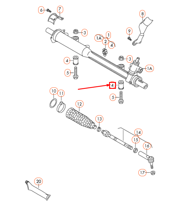NEW VOLKSWAGEN TOUAREG 7P STEERING RACK BUSHING 7L0422405 ORIGINAL