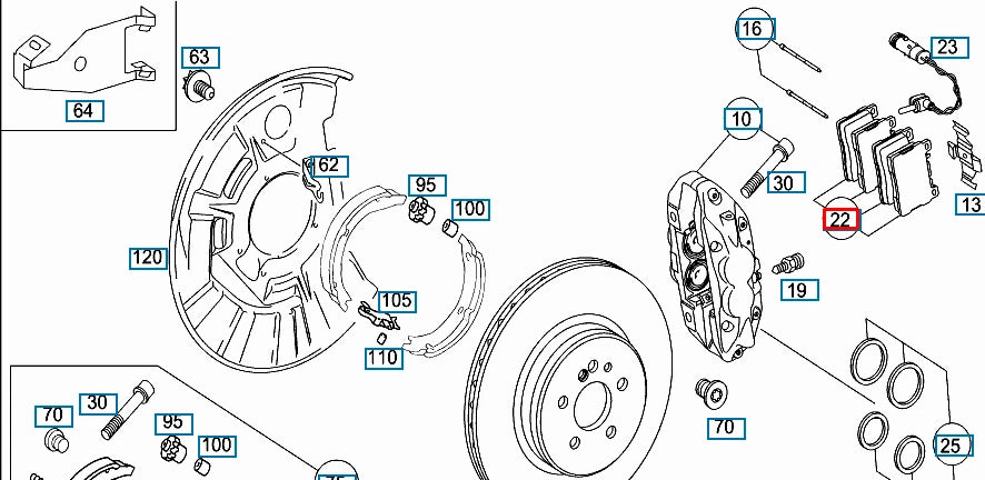 NEW MERCEDES-BENZ S W222 MAYBACH REAR BRAKE PADS SET A0074205120 ORIGINAL