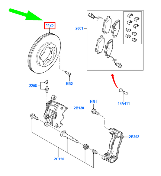 new ford transit mk3 front brake disc me6c1j-1125-ab 2256302 original