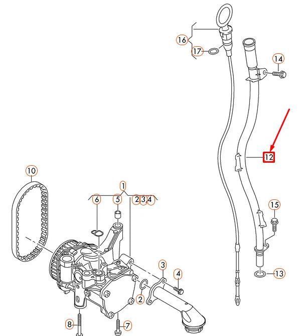 NEW VOLKSWAGEN GOLF MK7 5G TUBE FOR OIL DIPSTICK 04L103634