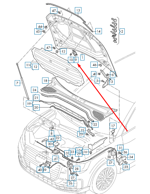 NEW AUDI Q3 F3 BONNET FRONT HOOD LEFT STRIKER 81A823185A 2019 ORIGINAL