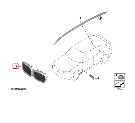 NEW BMW X3 G01 FRONT BUMPER RADIATOR GRILLE 51139881906 ORIGINAL