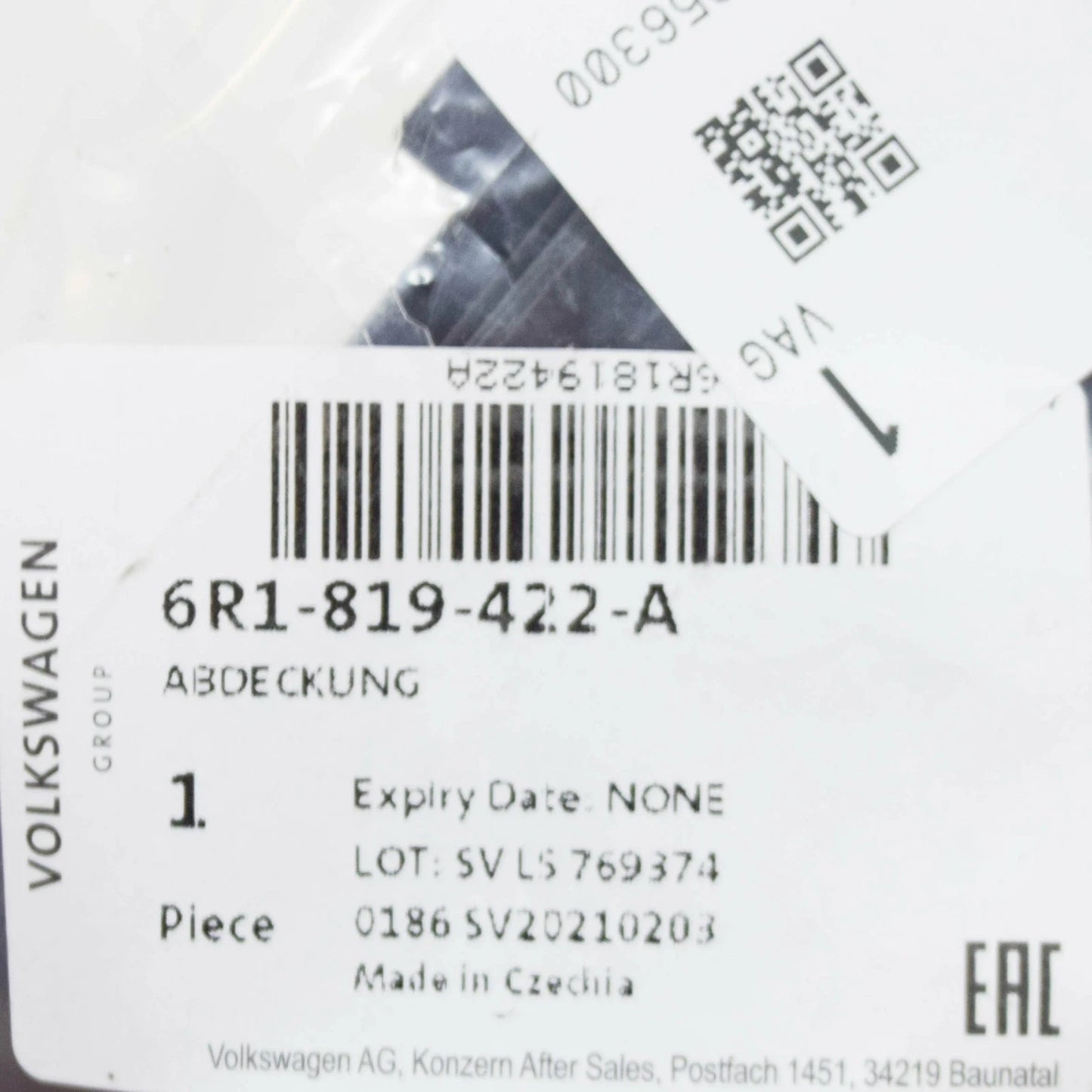 NEW AUDI A1 8X DUST AND POLLEN FILTER COVER LHD 6R1819422A ORIGINAL