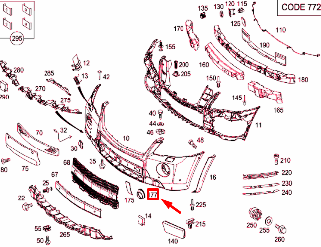 NEW MERCEDES-BENZ ML W164 FRONT BUMPER LEFT CHROMIUM COVER A1648852922 ORIGINAL