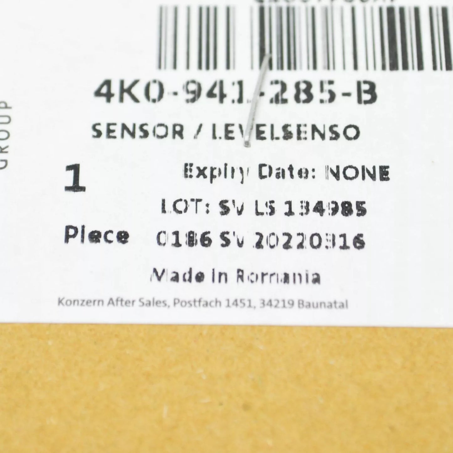 NEW AUDI A6 4K C8 FRONT LEFT HEADLIGHT LEVEL SENSOR 4K0941285B