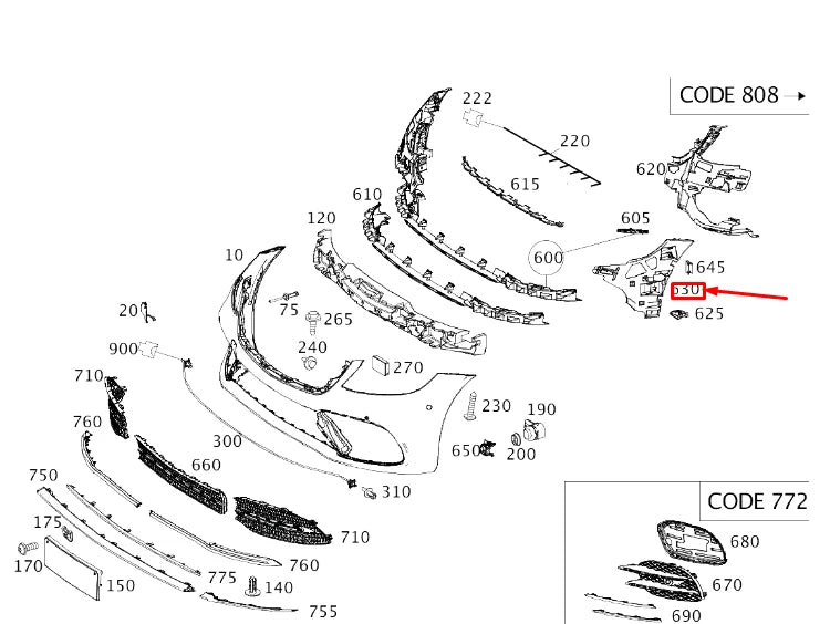 NEW MB S W222 FRONT LEFT OUTER BUMPER BASIC CARRIER A2228856800 ORIGINAL
