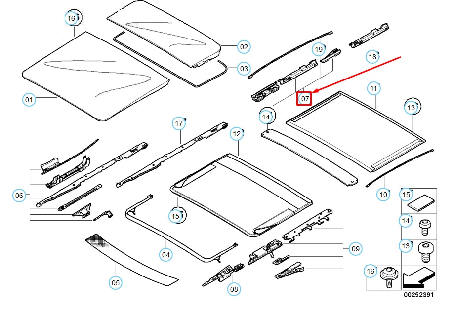 NEW BMW X3 E83 SUNROOF REPAIR KIT FOR REAR GLASS 54103454098 ORIGINAL