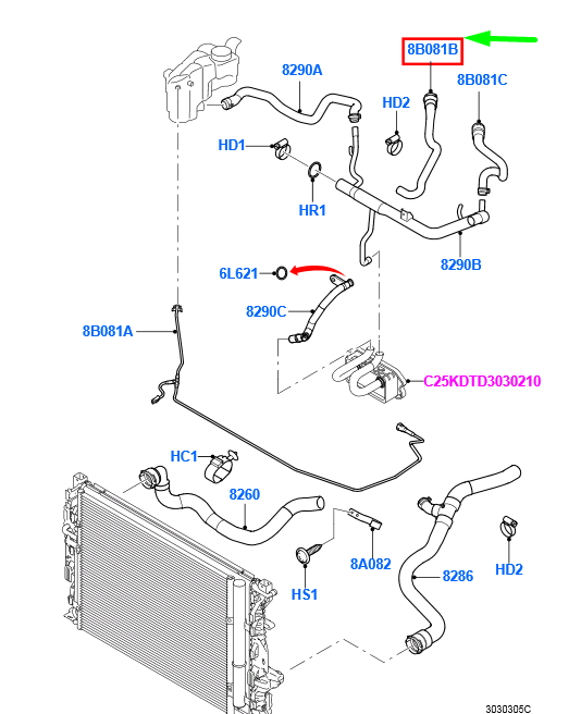 new ford mondeo mk4 cooling system inlet hose 1381787 6g91-8b159-bb original