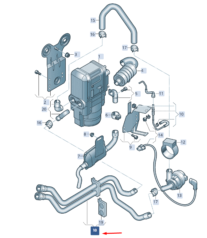 new skoda superb mk3 coolant hose 3q0819350d original