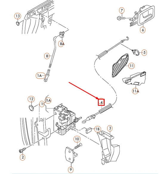 NEW AUDI A3 8P FRONT DOOR LATCH BOWDEN CABLE 8P4837085 ORIGINAL