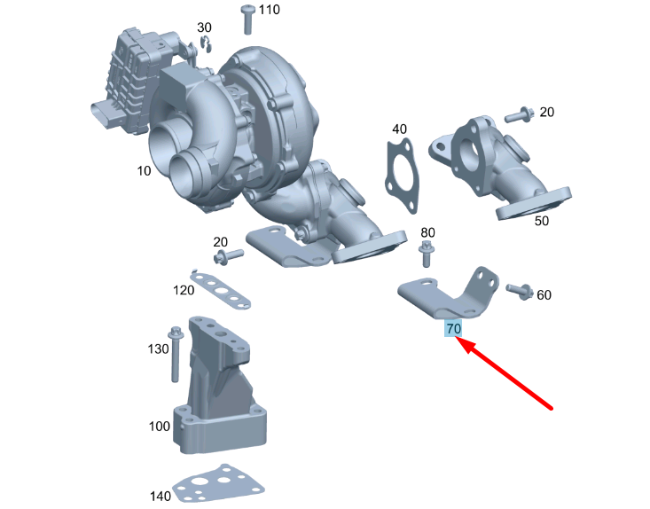 NEW MERCEDES-BENZ ML W164 TURBOCHARGER SUPPORT A6420960845 ORIGINAL