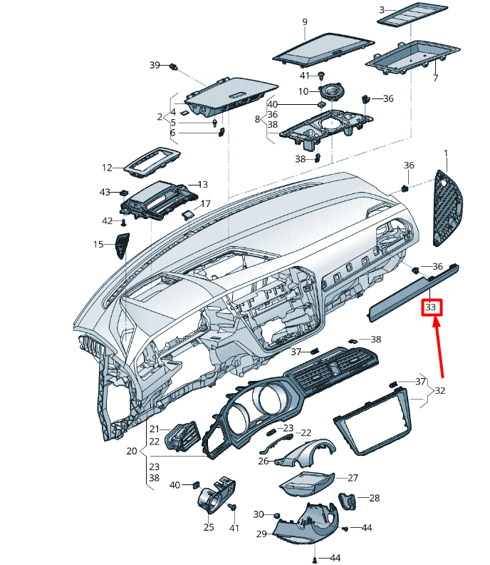 new volkswagen tiguan ad1 right dashboard trim lhd 5nn858418ayy8 original