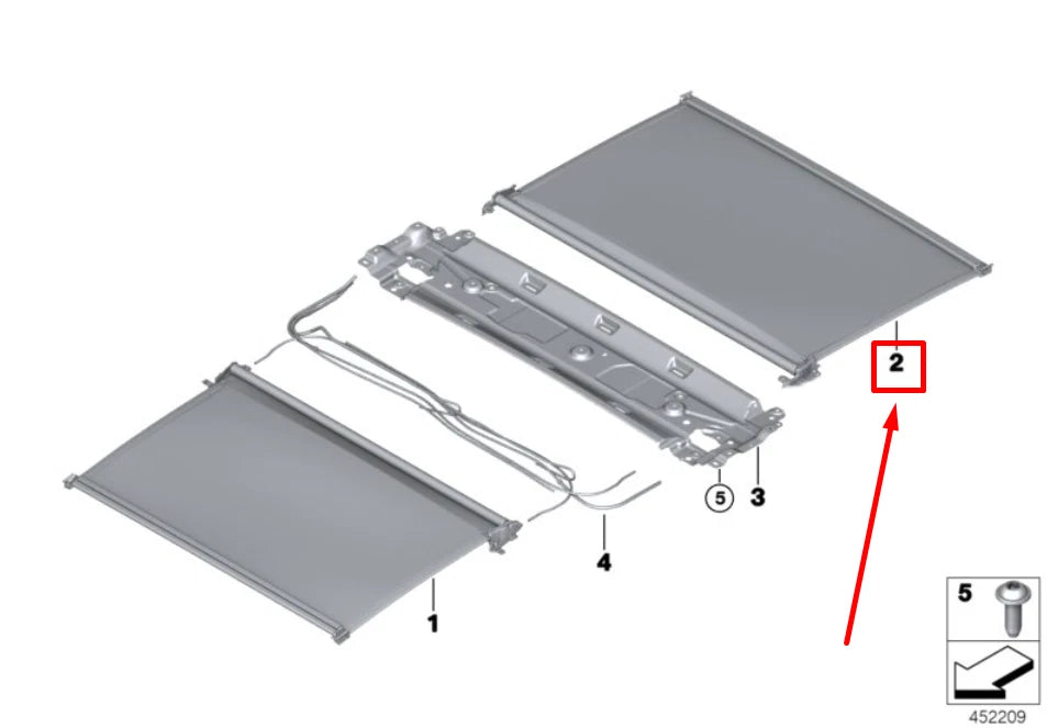 NEW BMW 7 G12 REAR SUNROOF ROLLER COVER 7409201 54107409201 ORIGINAL