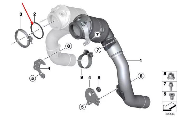 NEW BMW 6 F12 EXHAUST PIPE GASKET 18307553601 7553601 ORIGINAL