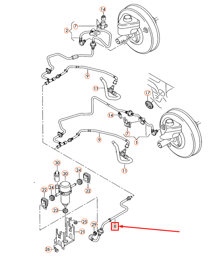 NEW AUDI Q7 4L VACUUM PIPE WITH NON-RETURN VALVE 7L8611917A ORIGINAL