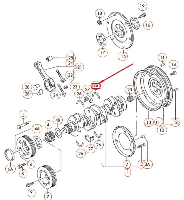 NEW VW CADDY 2K MK3 CRANKSHAFT THRUST WASHER BEARING 3 026105635A ORIGINAL