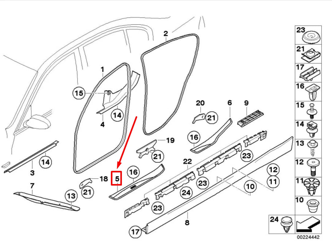 NEW BMW 3 E90 FRONT RIGHT DOOR SILL TRIM 7060280 51477060280 ORIGINAL
