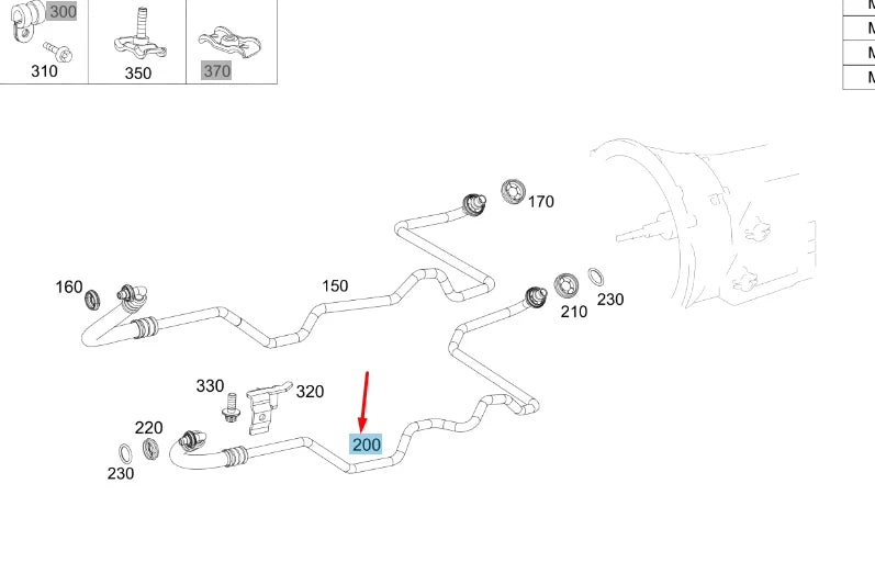 NEW MB GLC C253 TRANSMISSION COOLING OIL RETURN LINE A6511808330 ORIGINAL
