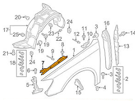 NEW AUDI A3 8V FRONT FENDER CENTER BRACKET LEFT 8V5821467B ORIGINAL