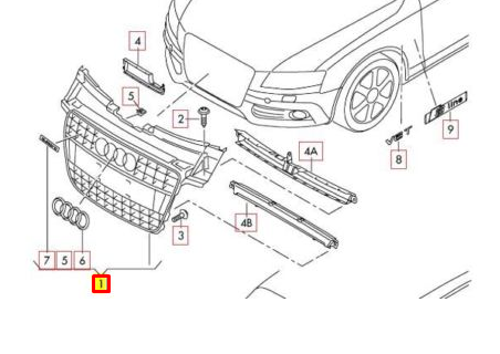new audi a5 8t3 front bumper radiator grille 8t0853651evmz original