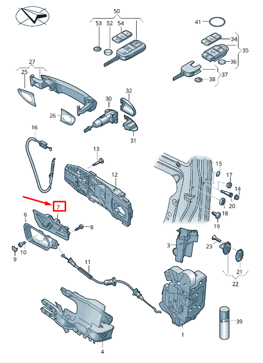 NEW VW SHARAN 7N FRONT RIGHT DOOR HANDLE HOLDER 7N0837198 ORIGINAL