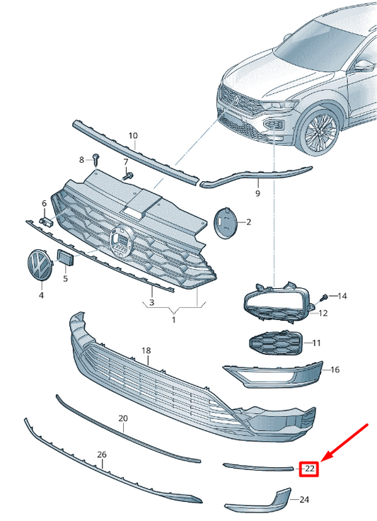 NEW VOLKSWAGEN T-ROC A11 FRONT RIGHT BUMPER TRIM 2GA853712AGRU ORIGINAL