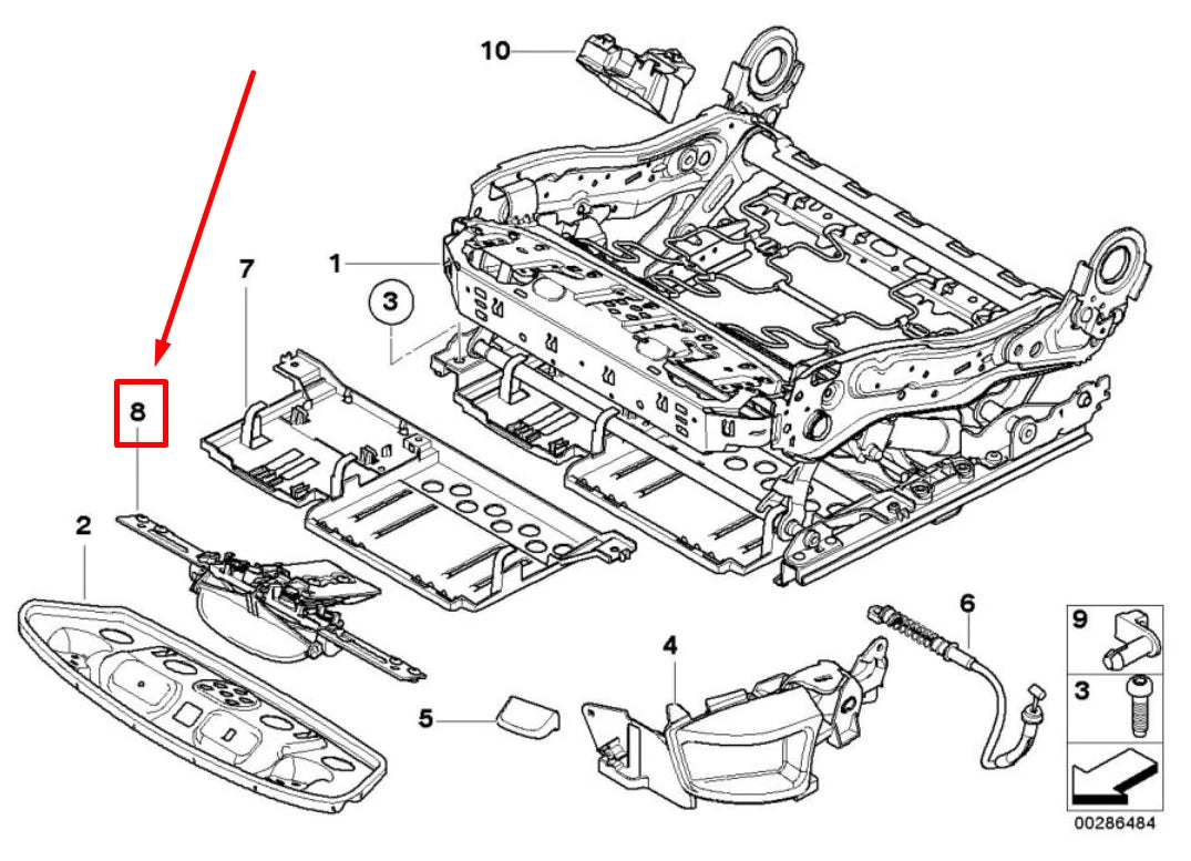 NEW BMW 5 E60 FRONT MECHANICAL SYSTEM THIGH SUPPORT 52107143536 7143536 ORIGINAL