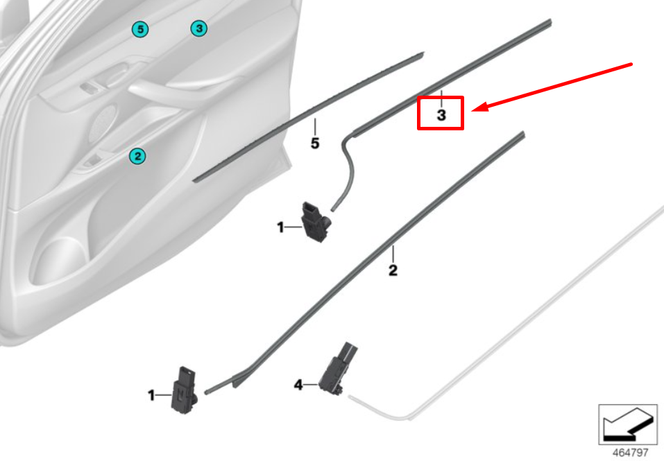 new bmw x5 f15,f85 right door trim panel light guide 9288372 63319288372