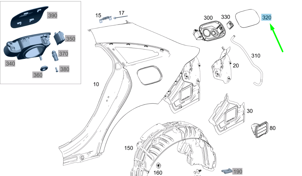 NEW MERCEDES-BENZ CLA COUPE C118 FUEL TANK FILLER FLAP A1187571500 ORIGINAL