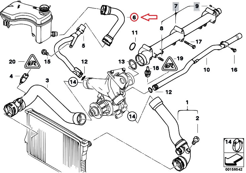 NEW BMW 3 M3 E46 COOLING SYSTEM WATER HOSE 11537830713 ORIGINAL