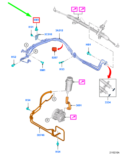 new ford focus mk3 c346 power steering hose bracket nut 1060318 original
