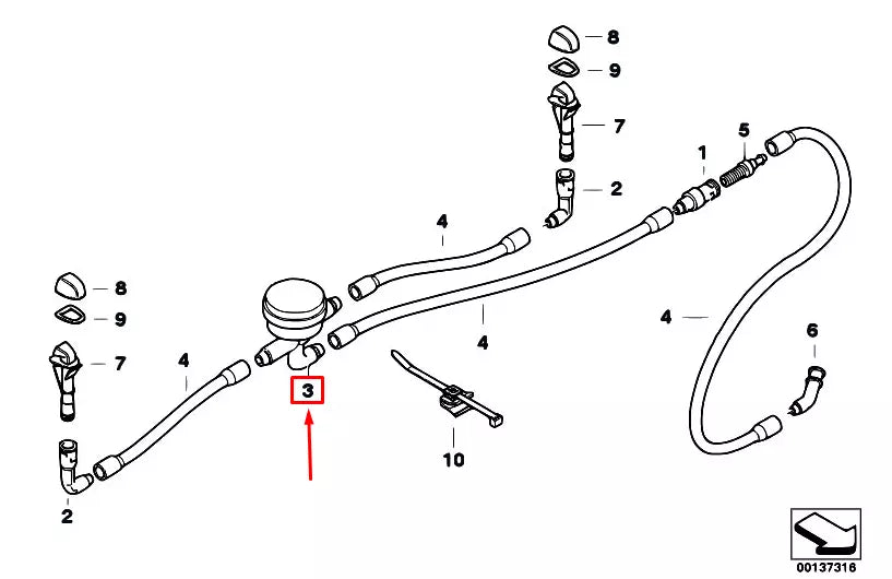 NEW BMW 5 E39 HEADLIGHT CLEANING DISTRIBUTION PIECE 61668361447 ORIGINAL