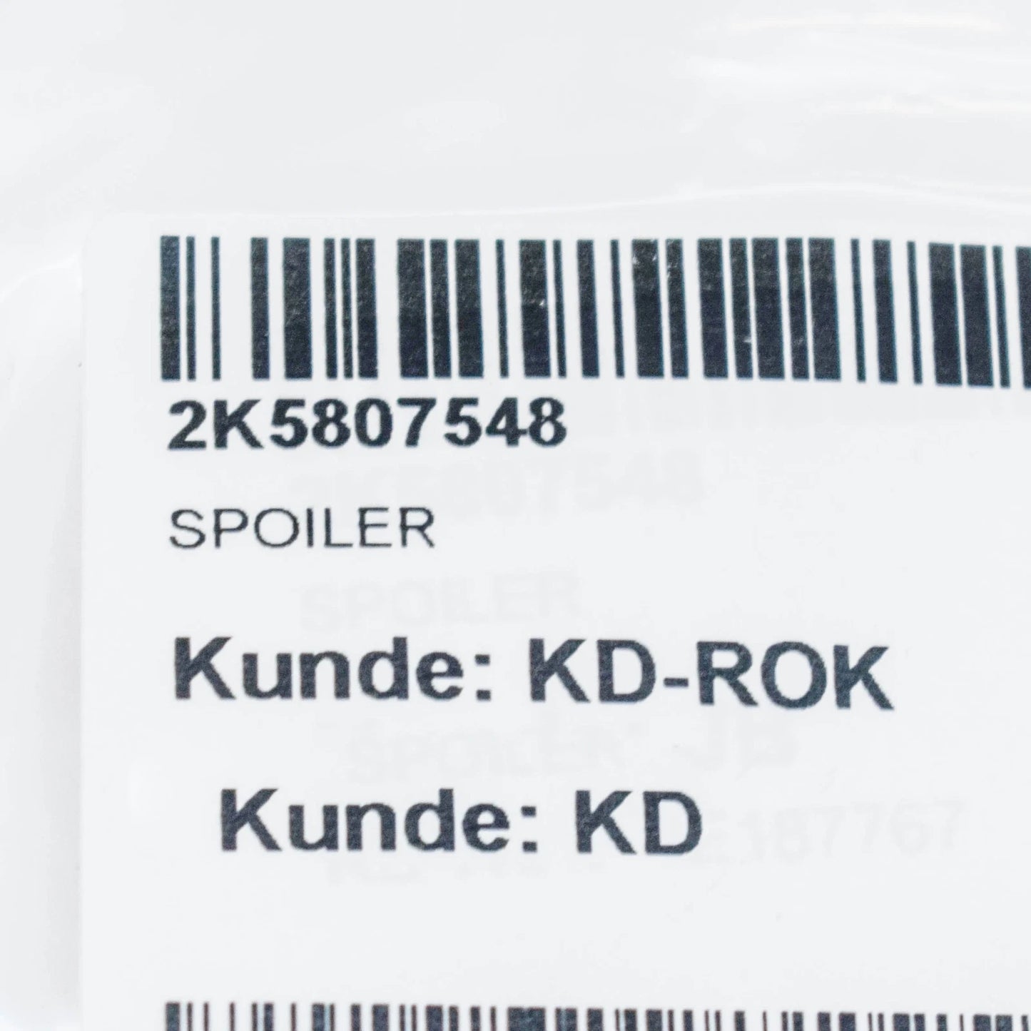 NEW VOLKSWAGEN CADDY MK4 FRONT RIGHT SPOILER 2K5807548 2017 ORIGINAL