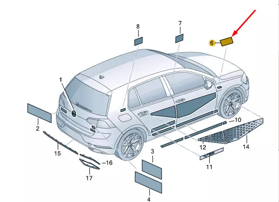 NEW VOLKSWAGEN GOLF MK7 GTD FRONT RIGHT FENDER WING BADGE 5G0853688BBCMT