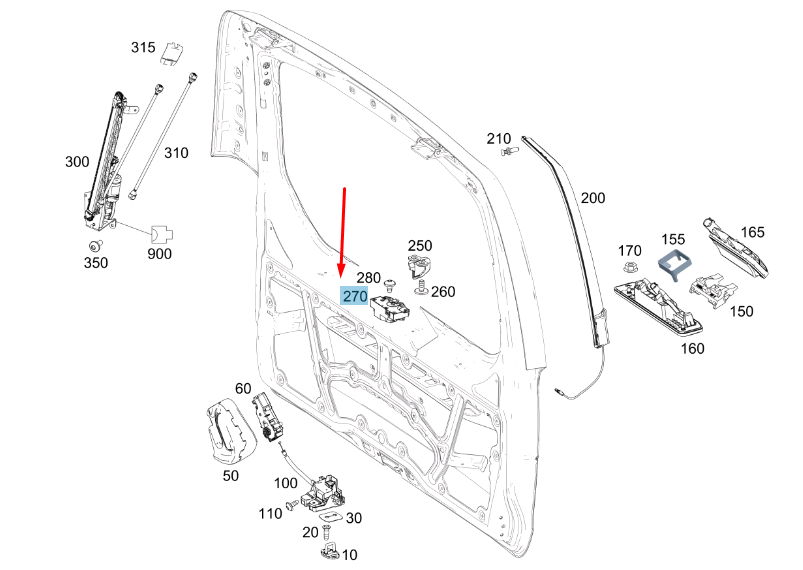 NEW MERCEDES-BENZ VITO W447 REAR WINDOW LOCK A4477400035 ORIGINAL