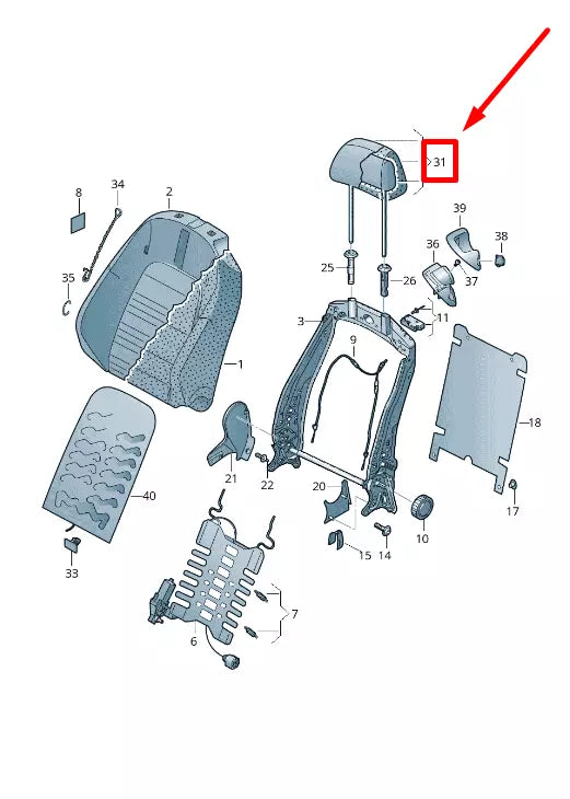 NEW VW SCIROCCO 137,138 FRONT SEAT HEAD REST 1K8881901AGOPQ ORIGINAL