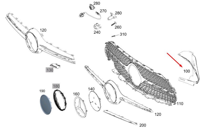 NEW MB CLS C257 RADIATOR GRILLE RIGHT AIR DUCT SEGMENT A2578854002 ORIGINAL