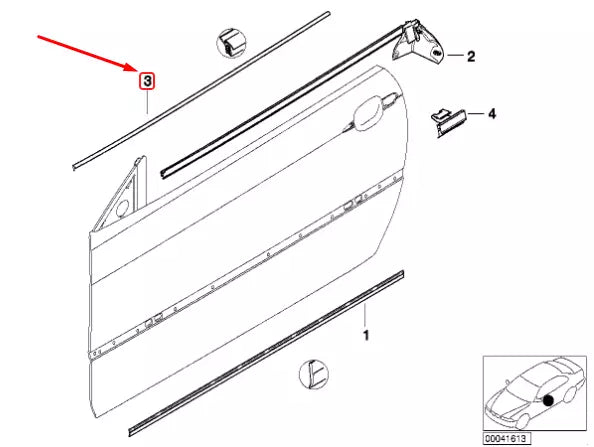 NEW BMW 3 COUPE E46 FRONT RIGHT WINDOW OUTER WEATHERSTRIP 51328226106 ORIGINAL