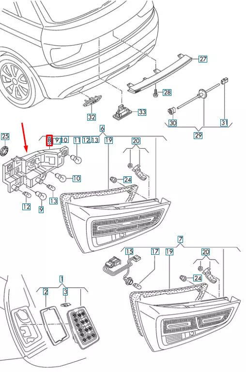 NEW AUDI A1 8X REAR RIGHT TAIL LIGHT BULB CARRIER 8X0945258A