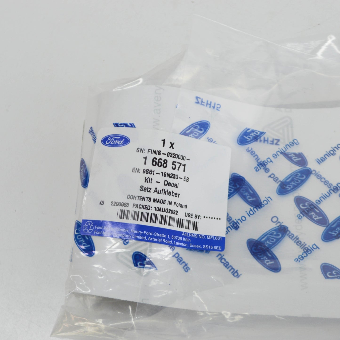 new ford ka mk2 right b-pillar decal trim 1668571 9s51-19n230-eb original