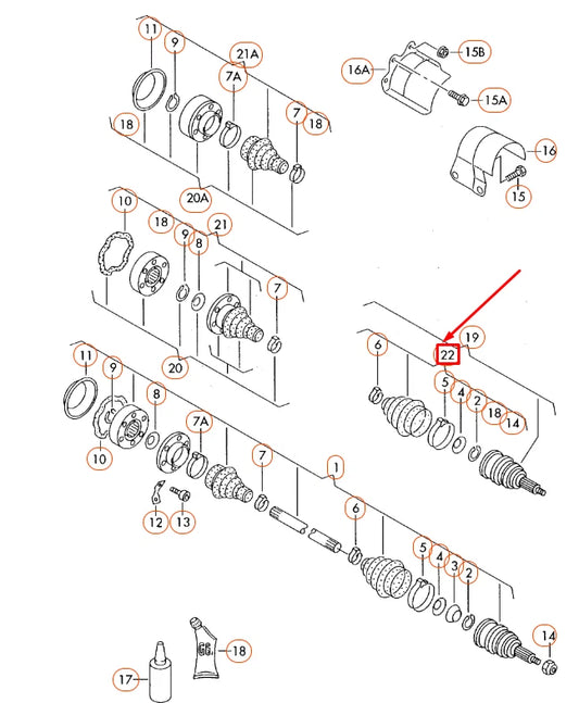 NEW AUDI A3 8L FRONT OUTER CV BOOT JOINT PROTECTIVE BOOT KIT 1K0498203B ORIGINAL