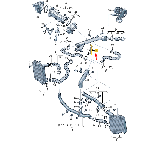 NEW VW TOUAREG 7P MK2 CHARGE AIR TUBE BRACKET 059145764D ORIGINAL