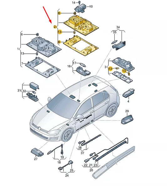 NEW VW GOLF MK7 INTERIOR AND READING LIGHT 5G1947105QWHI