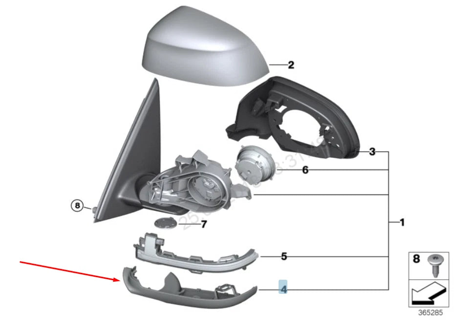 NEW BMW X3 F25 LEFT WING MIRROR LOWER SECTION 51167291199 7291199 2016 ORIGINAL