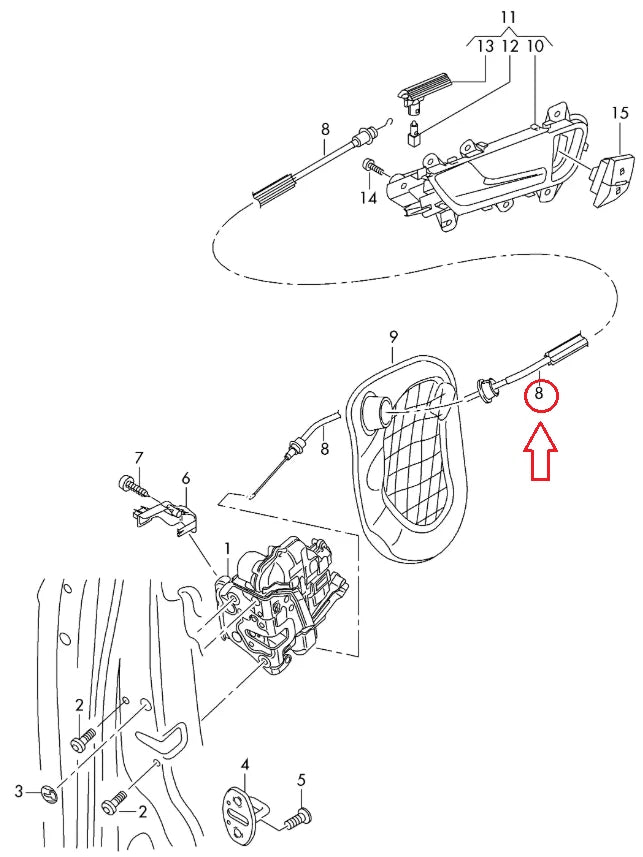 AUDI A4/AVANT/QUATTRO FRONT DOOR LATCH RELEASE CABLE 8K0837085A 09-15 NEW