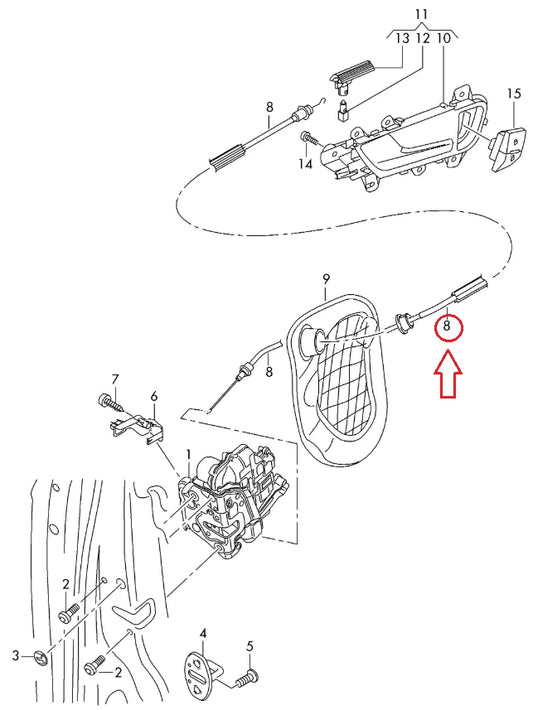AUDI A4/AVANT/QUATTRO FRONT DOOR LATCH RELEASE CABLE 8K0837085A 09-15 NEW