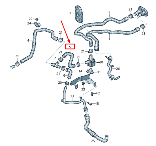 NEW AUDI Q5 8R ENGINE COOLANT HOSE 8R0819376AA ORIGINAL